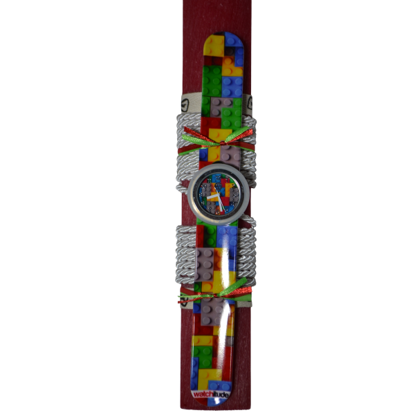 Χειροποίητη Αρωματική Λαμπάδα Με Παιδικό Ρολόι Κόκκινο (2026220)