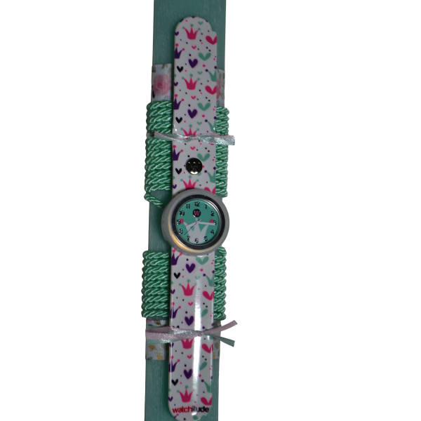 Χειροποίητη Αρωματική Λαμπάδα Με Παιδικό Ρολόι Μέντα (2026225)