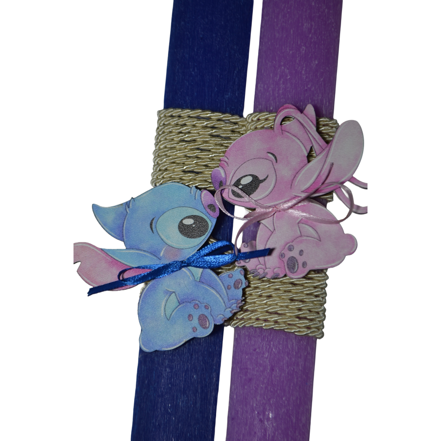 Χειροποίητη Αρωματική Λαμπάδα Για Ζευγάρι με Ξύλινα διακοσμητικά Τερατάκια (2026249)