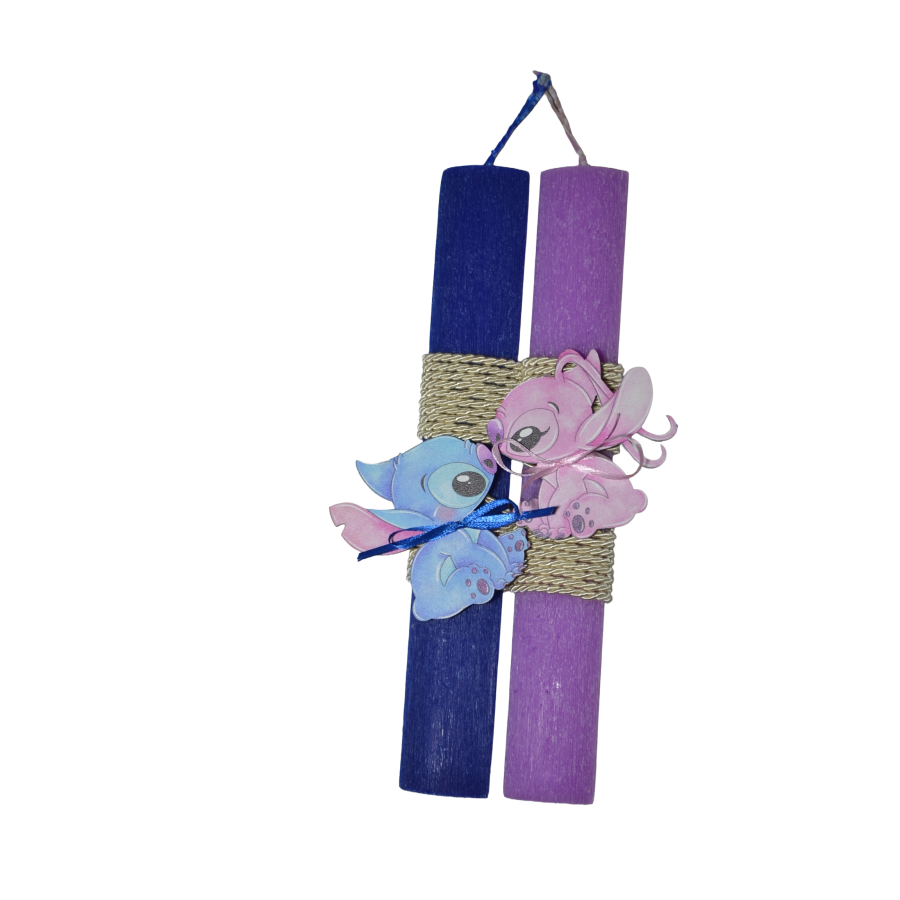 Χειροποίητη Αρωματική Λαμπάδα Για Ζευγάρι με Ξύλινα διακοσμητικά Τερατάκια (2026249)