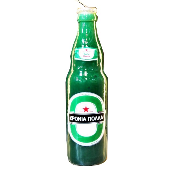 Χειροποίητη κέρινη λαμπάδα μπύρα πράσινη (000696)