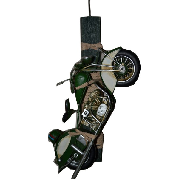 Χειροποίητη Αρωματική Λαμπάδα Με Μεταλλική Πράσινη Μηχανή Harley (2022085)