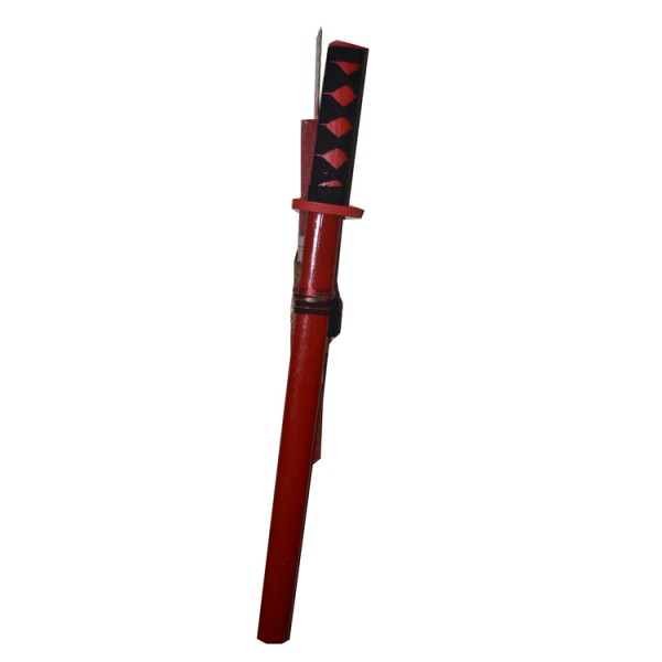 Χειροποίητη Αρωματική Λαμπάδα Με Ξύλινο Σπαθί Σαμουράι 50 εκ. Κόκκινο (F345)